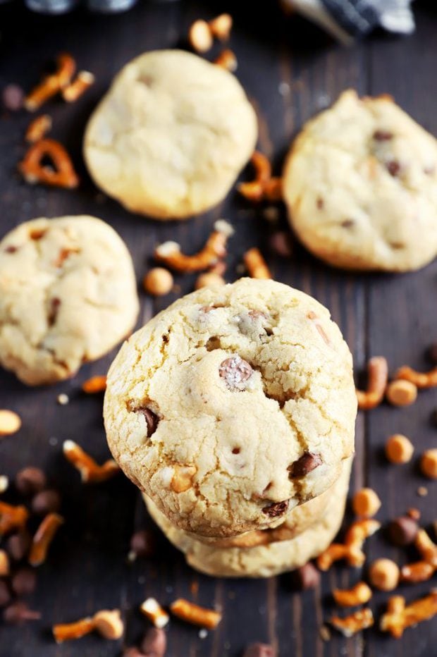 Stacked up butterscotch cookies