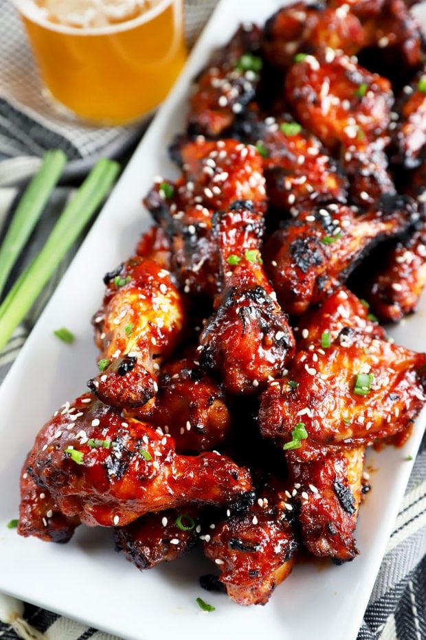 Wings slathered in Korean BBQ sauce