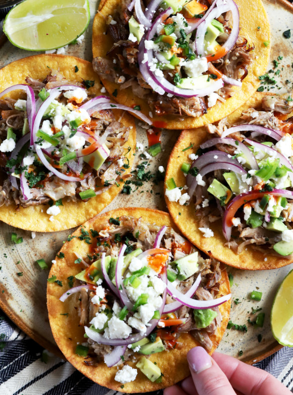 Crispy Instant Pot carnitas tostadas thumbnail