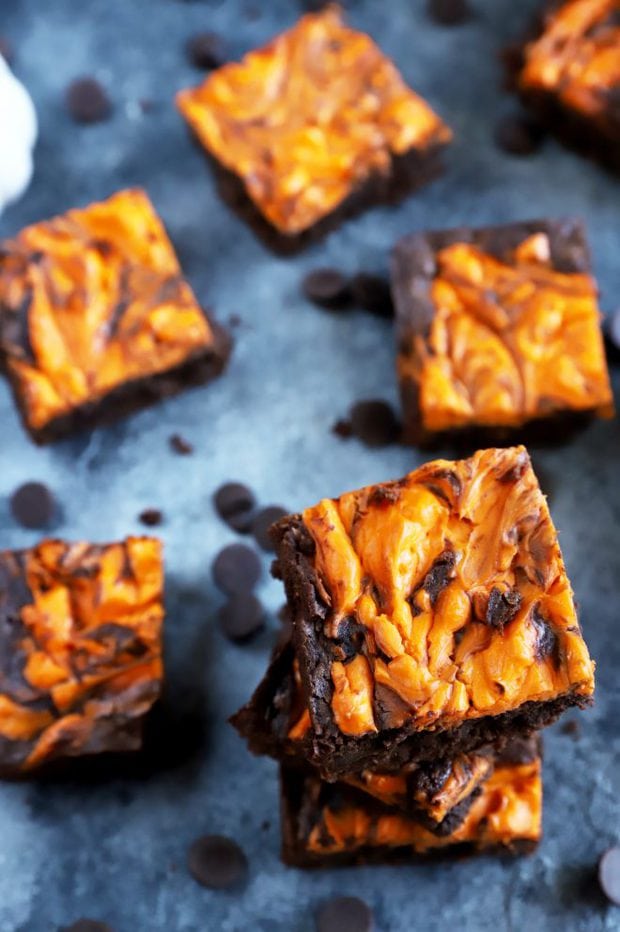 Top down photo of Halloween brownies