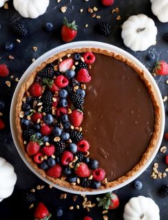 Overhead photo of a ganache tart