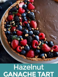 Chocolate Tart with Hazelnut Crust Pinterest Image