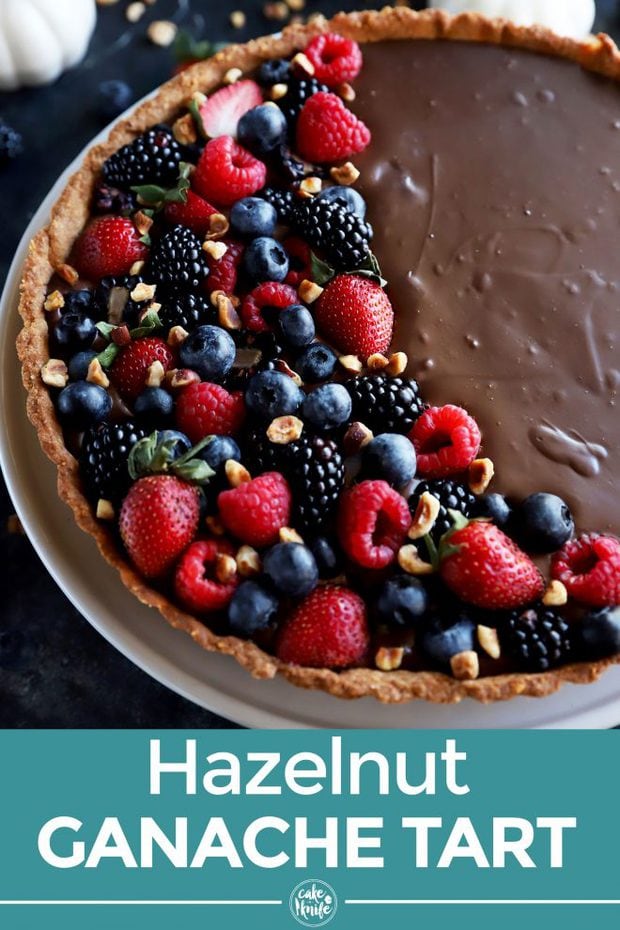 Chocolate Tart with Hazelnut Crust Pinterest Image