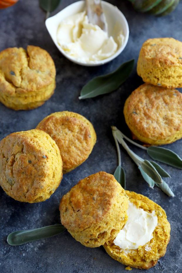 Overhead photo of biscuits and butter