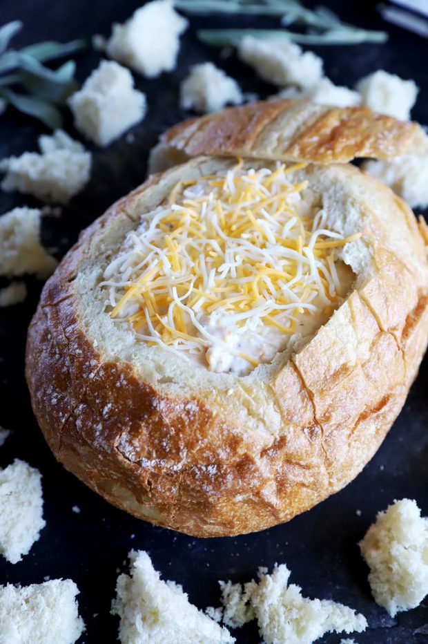 Holiday dip before baking with fresh herbs