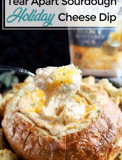 Tear apart sourdough holiday cheese dip Pinterest image