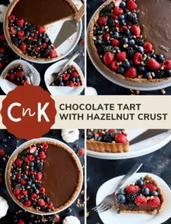 Chocolate Tart With Hazelnut Crust Pinterest Image