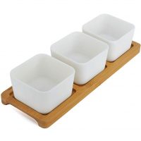 Snack Bowls with Bamboo Tray