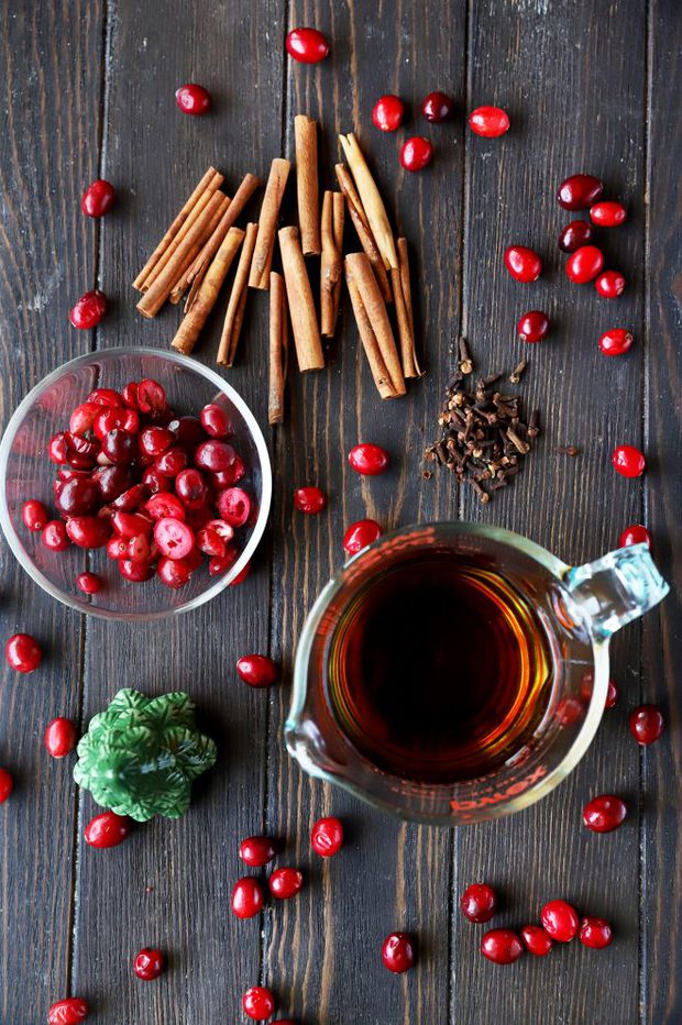 Ingredients for a Cranberry Spice Manhattan Cocktail photo