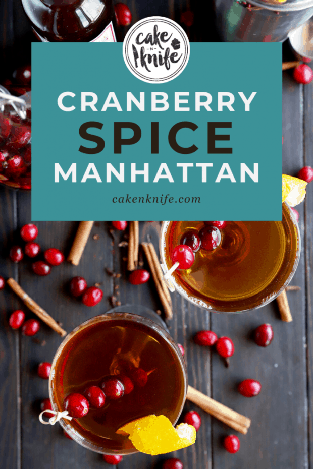 Pinterest image for Cranberry Spice Manhattan Cocktail