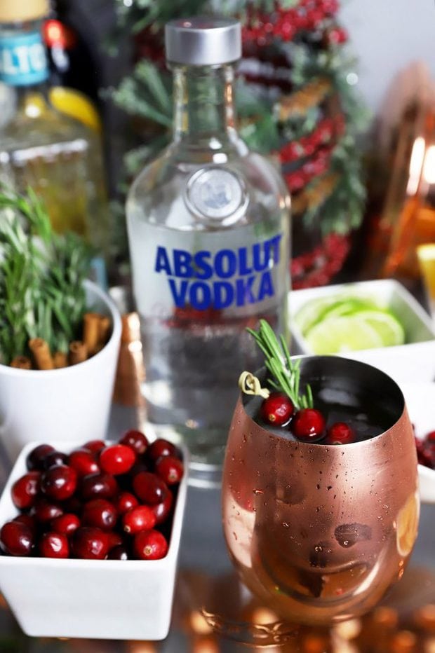 Classic Moscow mule on a bar cart