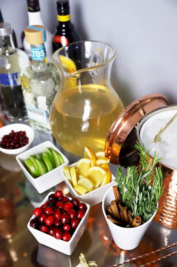 Garnish on a bar cart for the holidays