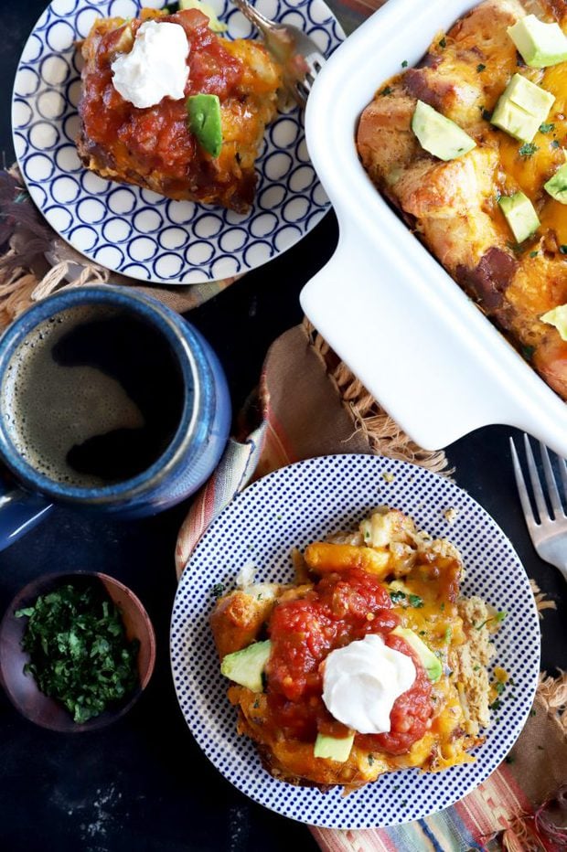 Overhead photo of breakfast bake on a plate