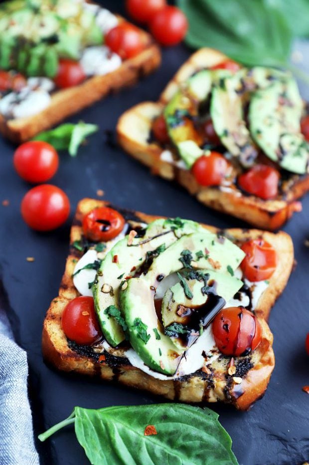 Side photo of open faced sandwiches