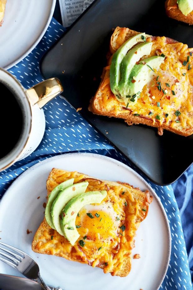 Overhead photo of egg in a hole