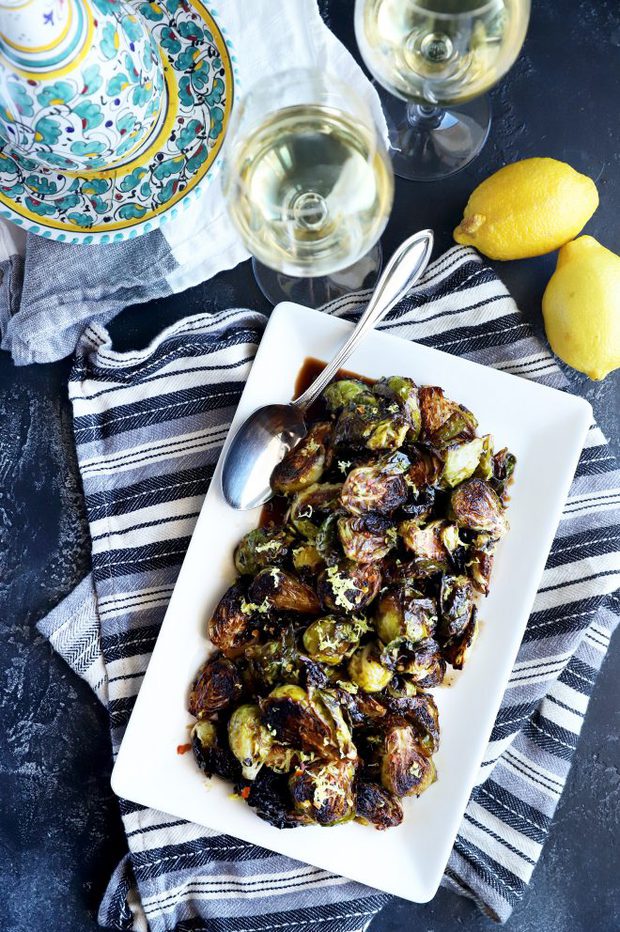 Overhead photo of brussels sprouts