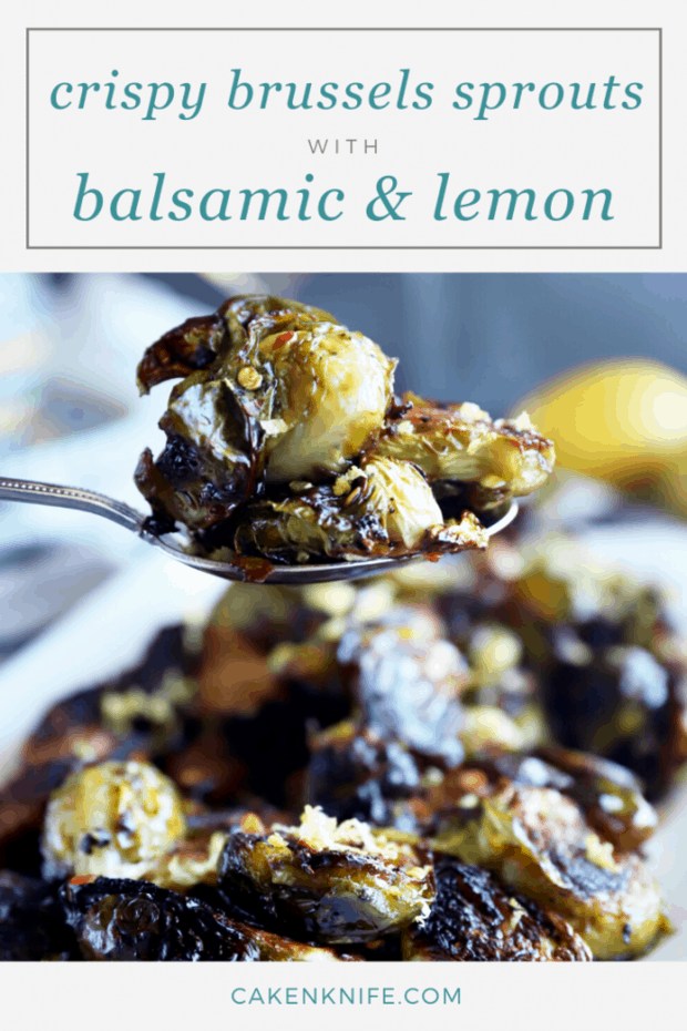 Brussels sprouts with balsamic Pinterest image