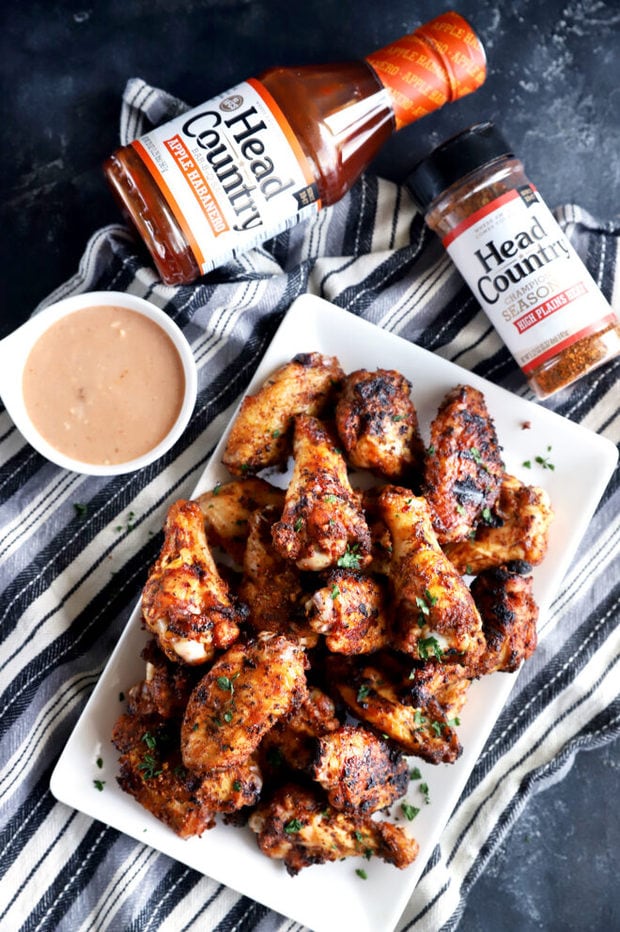 Overhead photo of grilled chicken wings