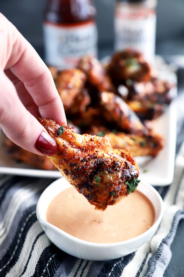 Dry Rub Wings with BBQ Blue Cheese Sauce Cake 'n Knife
