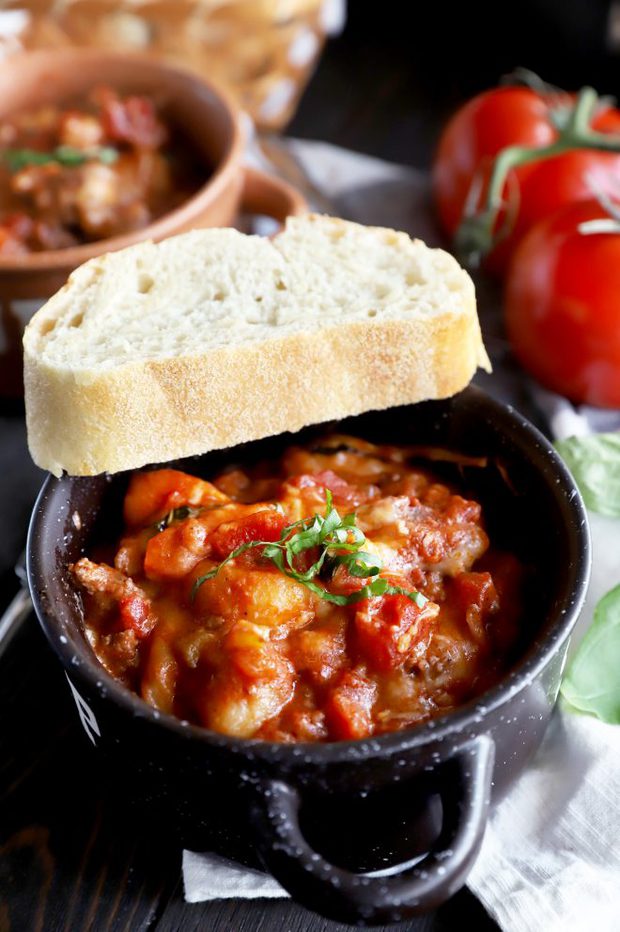 Gnocchi bolognese bake recipe in bowl image