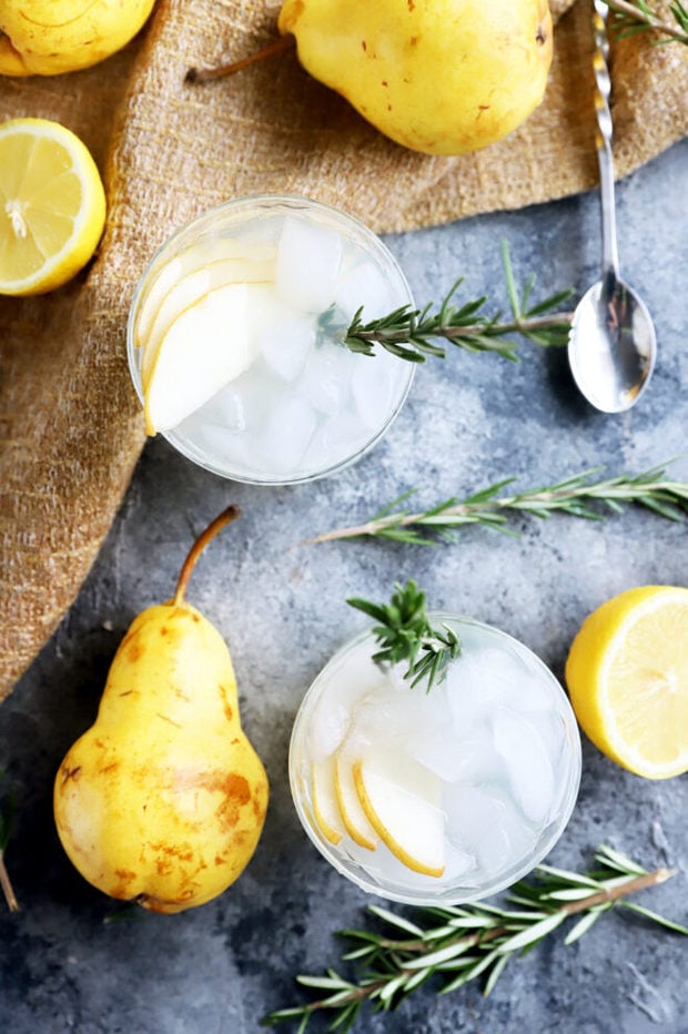 Photo of cocktails with rosemary and pear