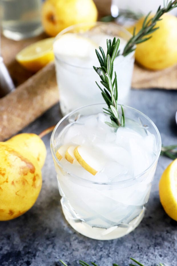 Pear rosemary gin and tonic photo