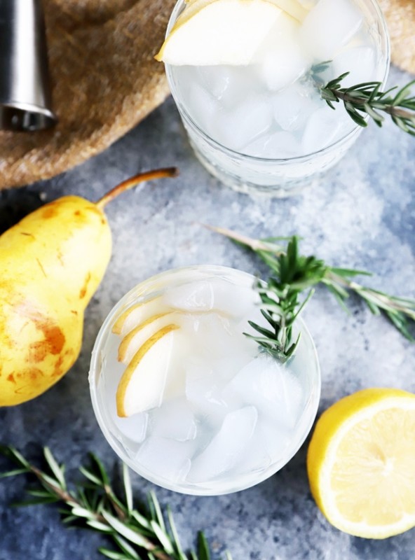 Photo of pear rosemary cocktails