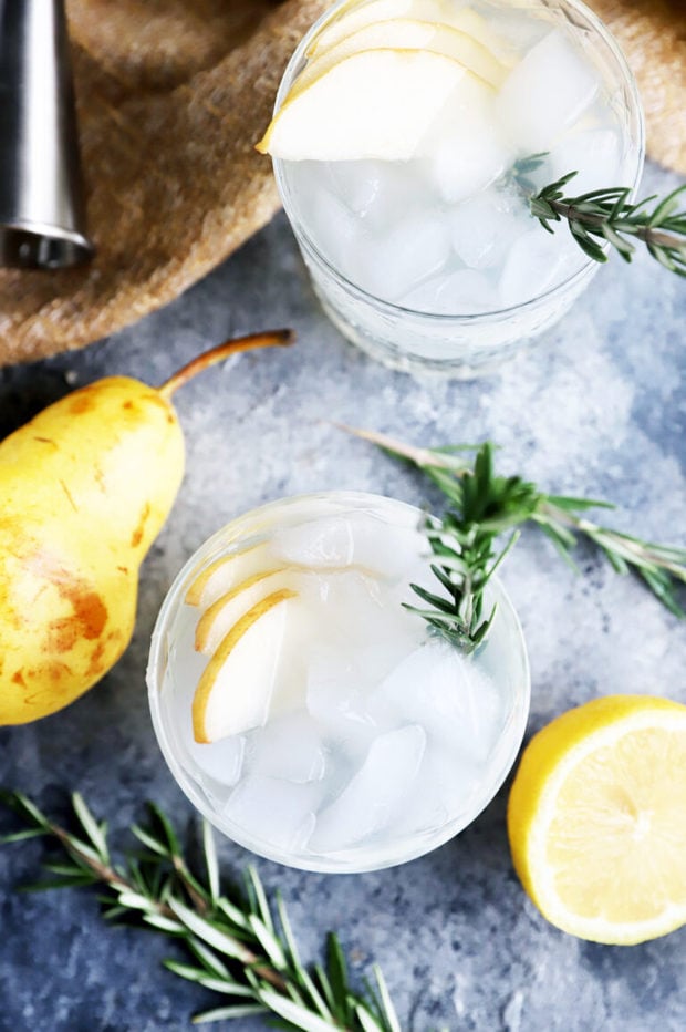 Photo of pear rosemary cocktails