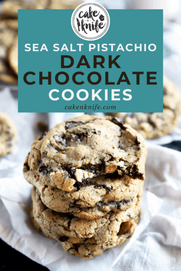 Sea Salt Pistachio Dark Chocolate Cookies Pinterest Image