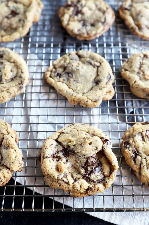 Dark chocolate cookies on a cooling rack picture