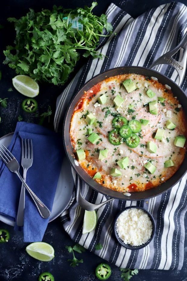 Overhead photo of skillet pie in a skillet