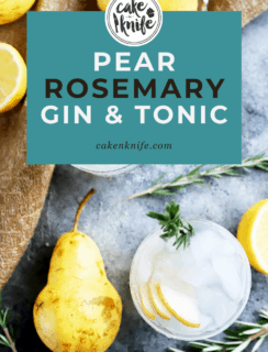 Pinterest image of pear rosemary gin and tonic