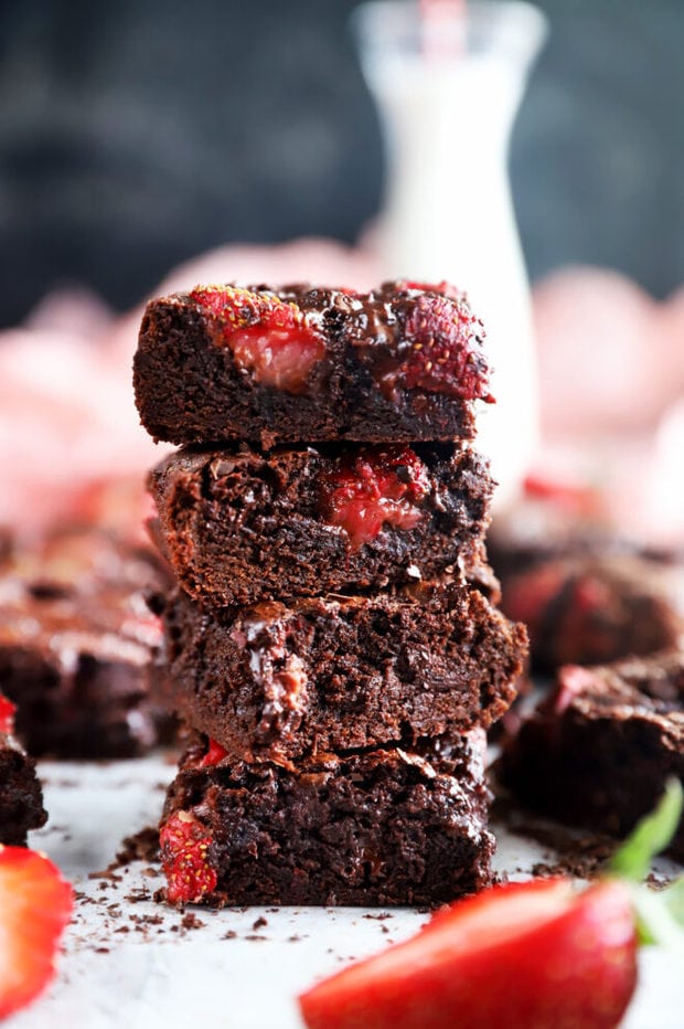 Stack of strawberry brownies picture
