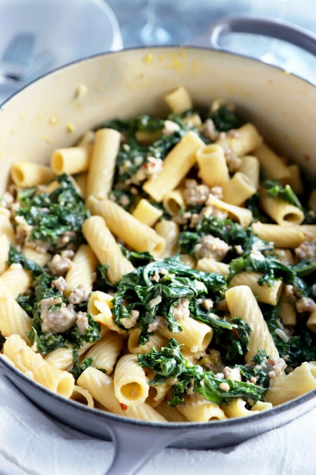 Photo of pasta in a dutch oven