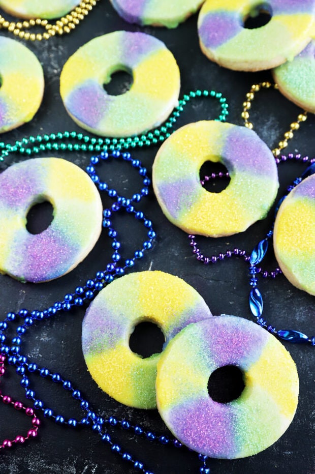King cake cookies for Mardi Gras