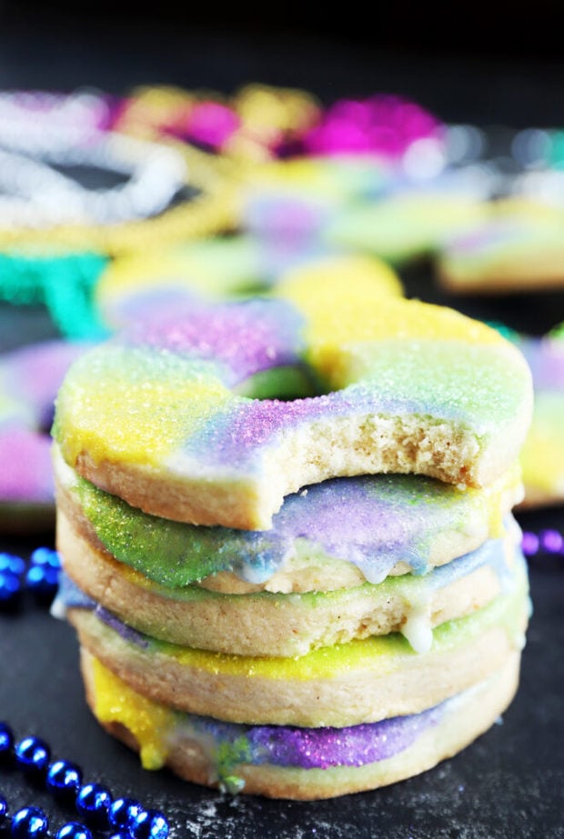 Stack of sugar cookies for Mardi Gras