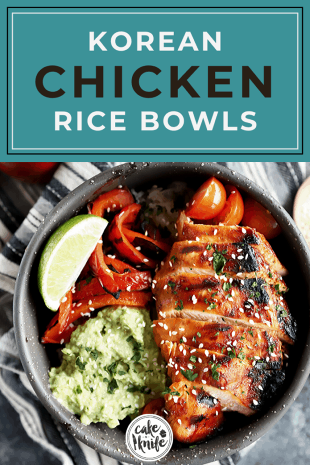 Korean Spicy Chicken Rice Bowls Pinterest Image