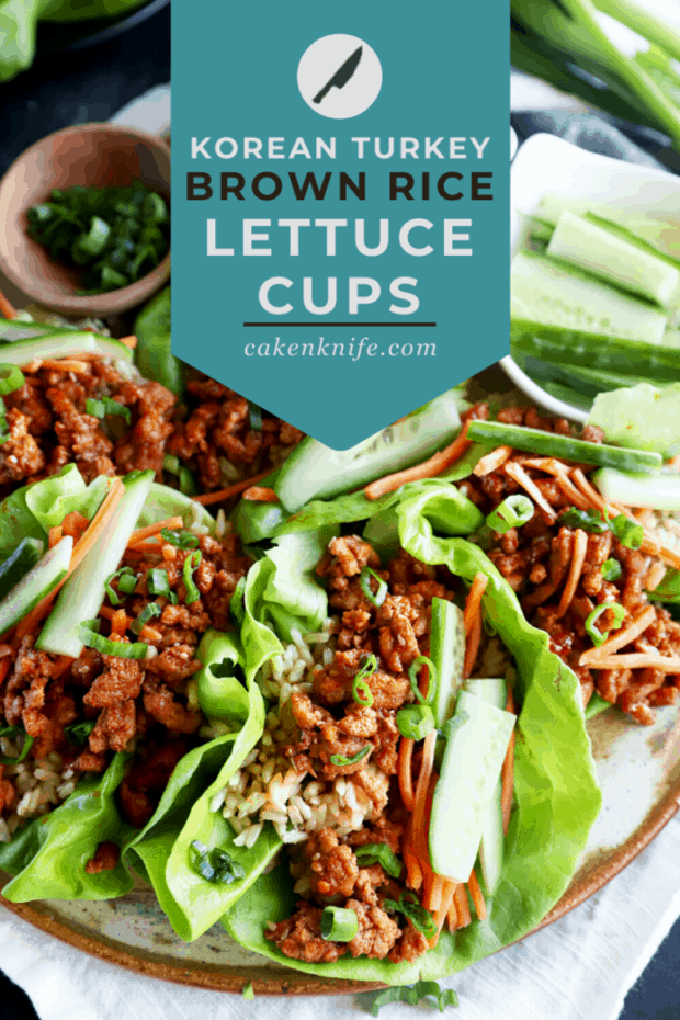 Pinterest image for Korean ground turkey and rice lettuce wraps