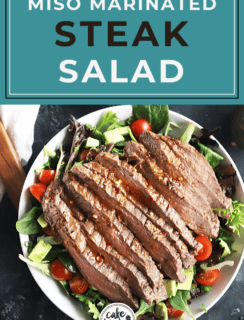 Steak salad with avocado Pinterest image