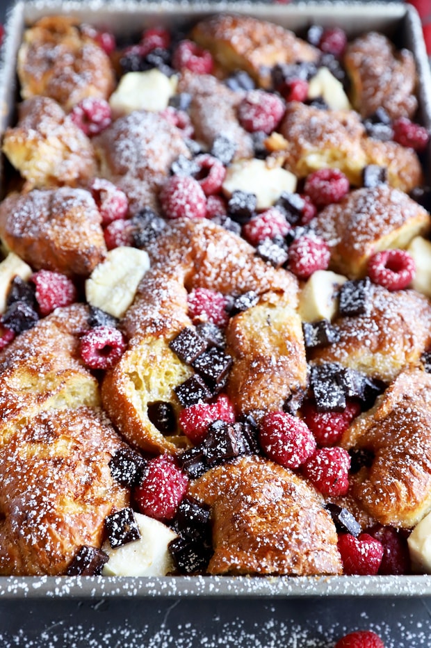 Side photo of French toast bake in pan