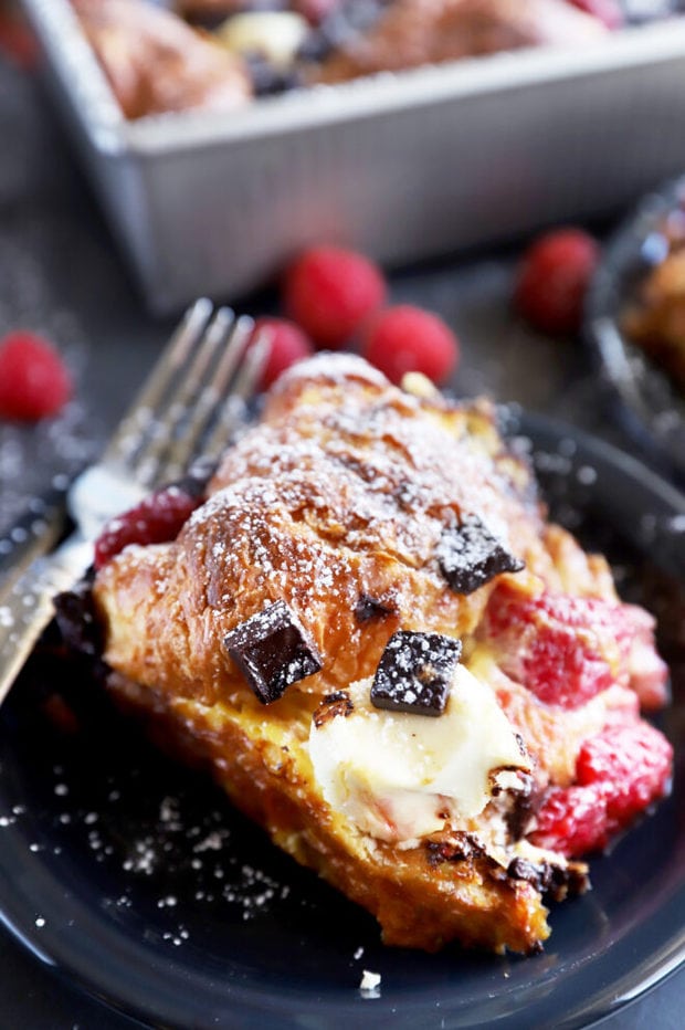 Slice of French toast bake on a plate photo