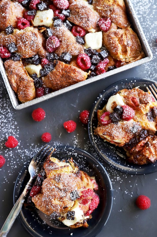 Overhead photo of French toast bake on plates