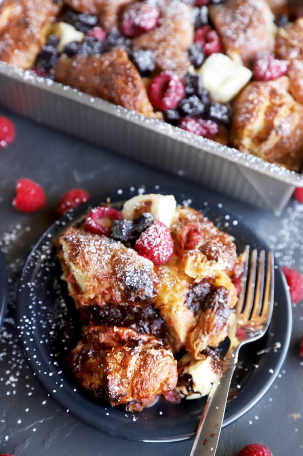 Slice of French toast casserole photo