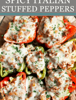 Spicy stuffed peppers Pinterest image