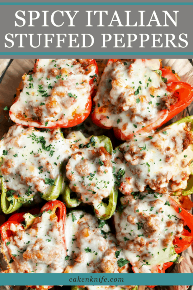 Spicy stuffed peppers Pinterest image
