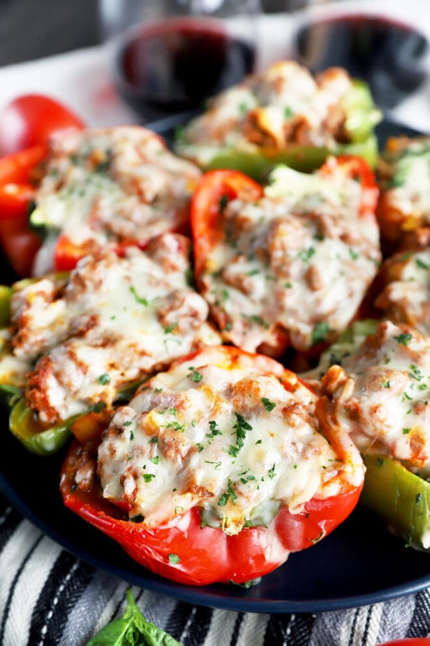 Plate of stuffed peppers image