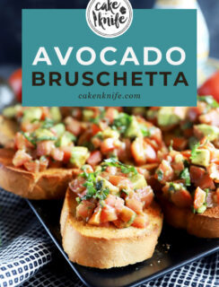 Avocado bruschetta Pinterest graphic
