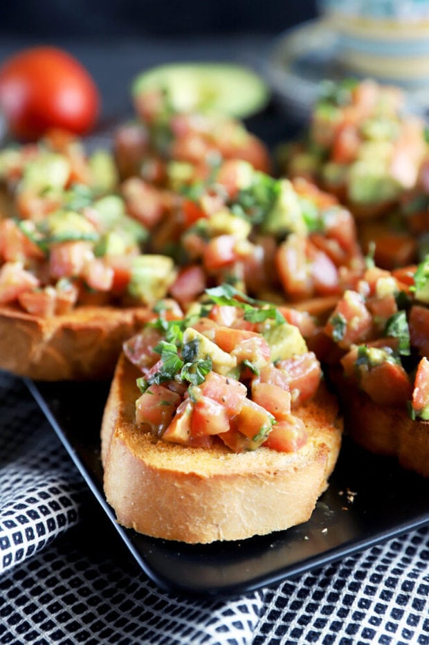 Side photo of bruschetta