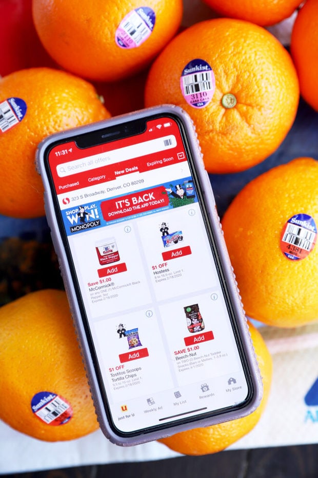 Safeway mobile app and oranges image