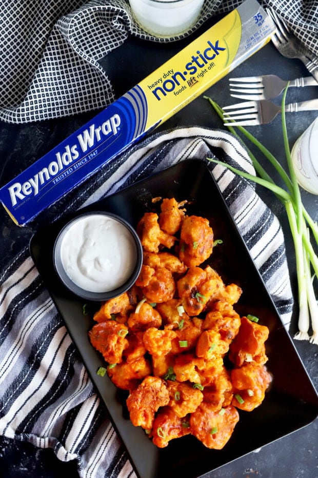 Crispy cauliflower on a platter photo